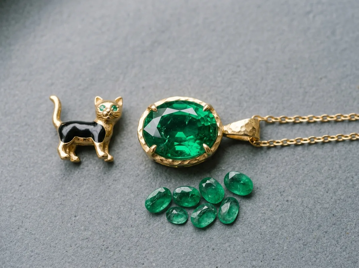 Pendentif émeraude en forme de cœur