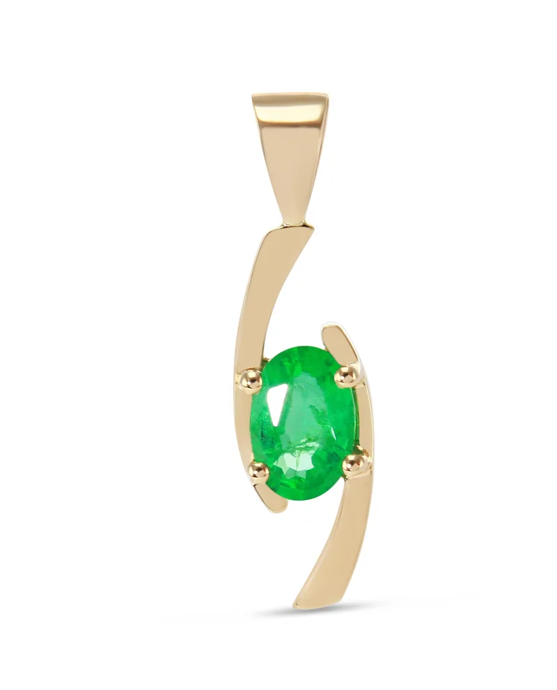Pendentif Femme Emeraude Ovale 7x5mm Or Jaune 750
